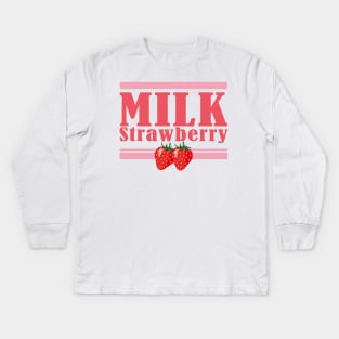 HARAJUKU KAWAII STRAWBERRY MILK DESIGN FUN KOREAN ANIME Kids Long Sleeve T-Shirt